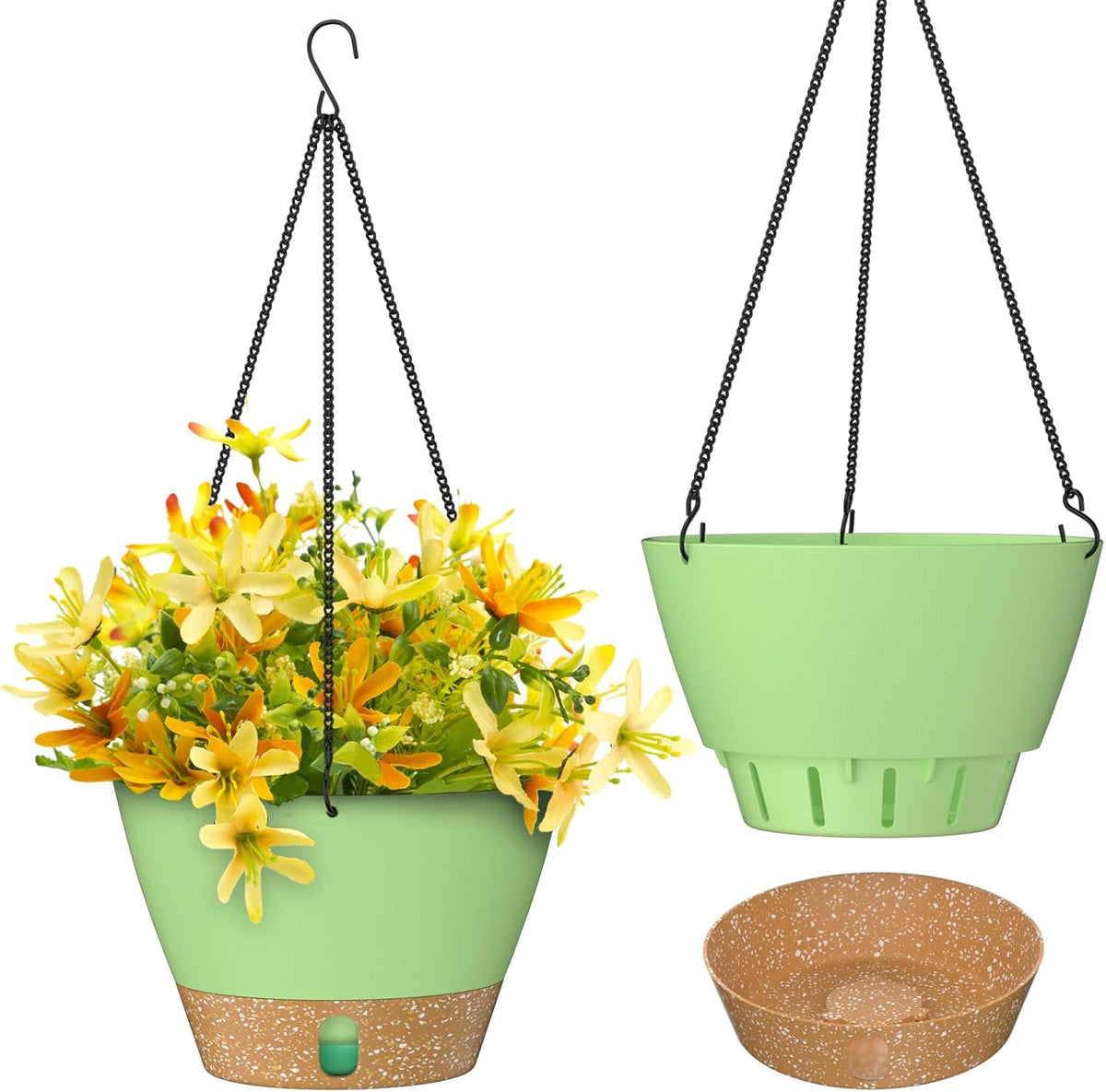 ZMTECH 2 Pack 10 Inch Hanging Planters for Outdoor Plants, Hanging Pots for Plants Indoor with