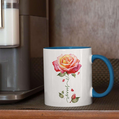 Novelty Rose Accent Cup For Girl, Personalized Rose Flower Coffee Mug 11oz 15oz, Customized Rose