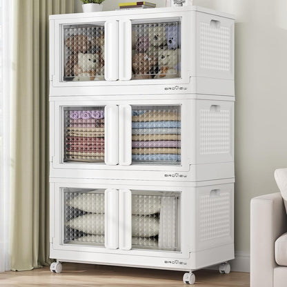 300Qt Stackable Storage Bins with Lids, 75Gal Closet Organizers and Storage Drawer, Plastic