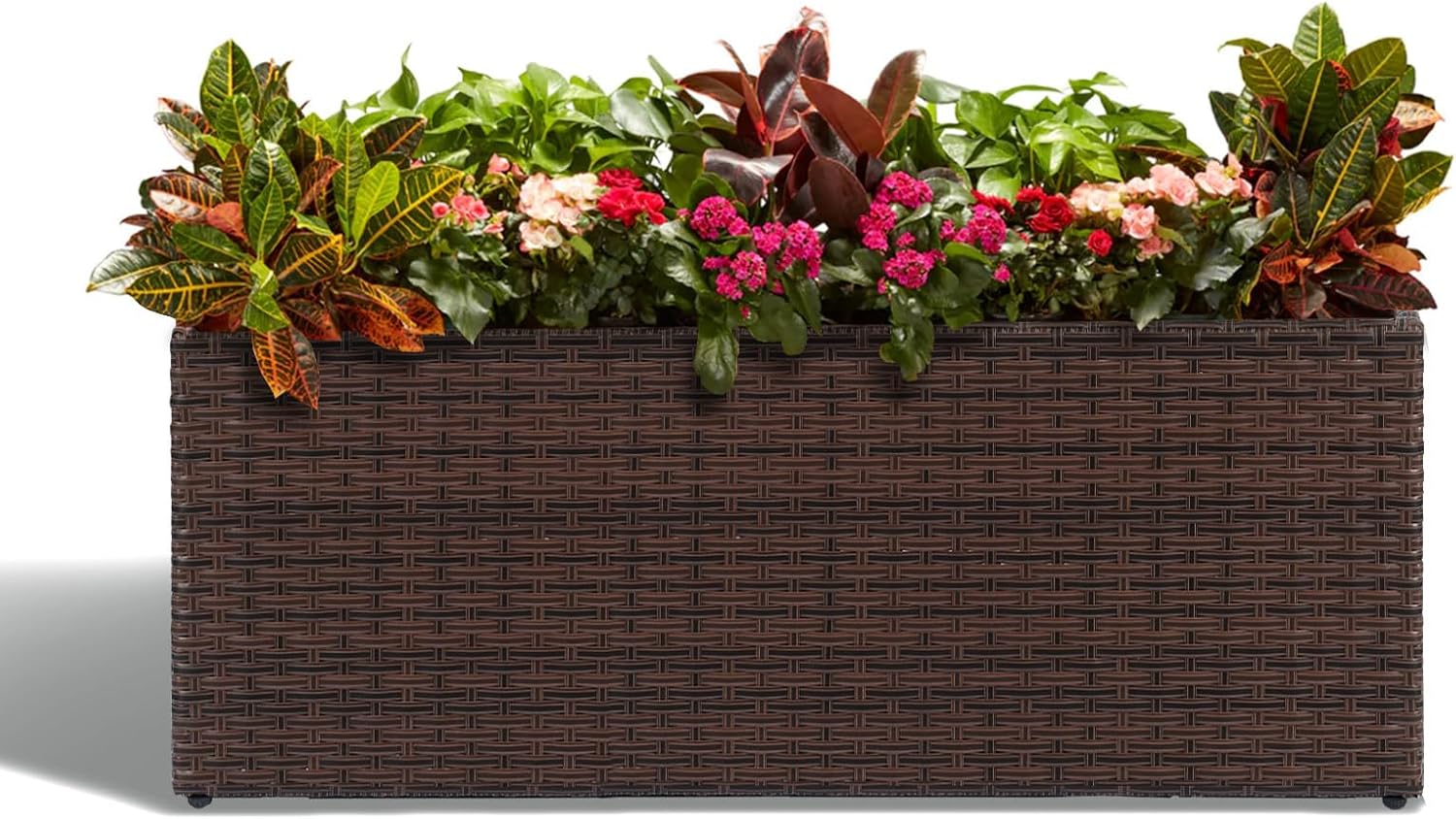 LEWIS&WAYNE Large Rectangular Block Planter Box Handmade Wicker Tall Planters for Outdoor Plants