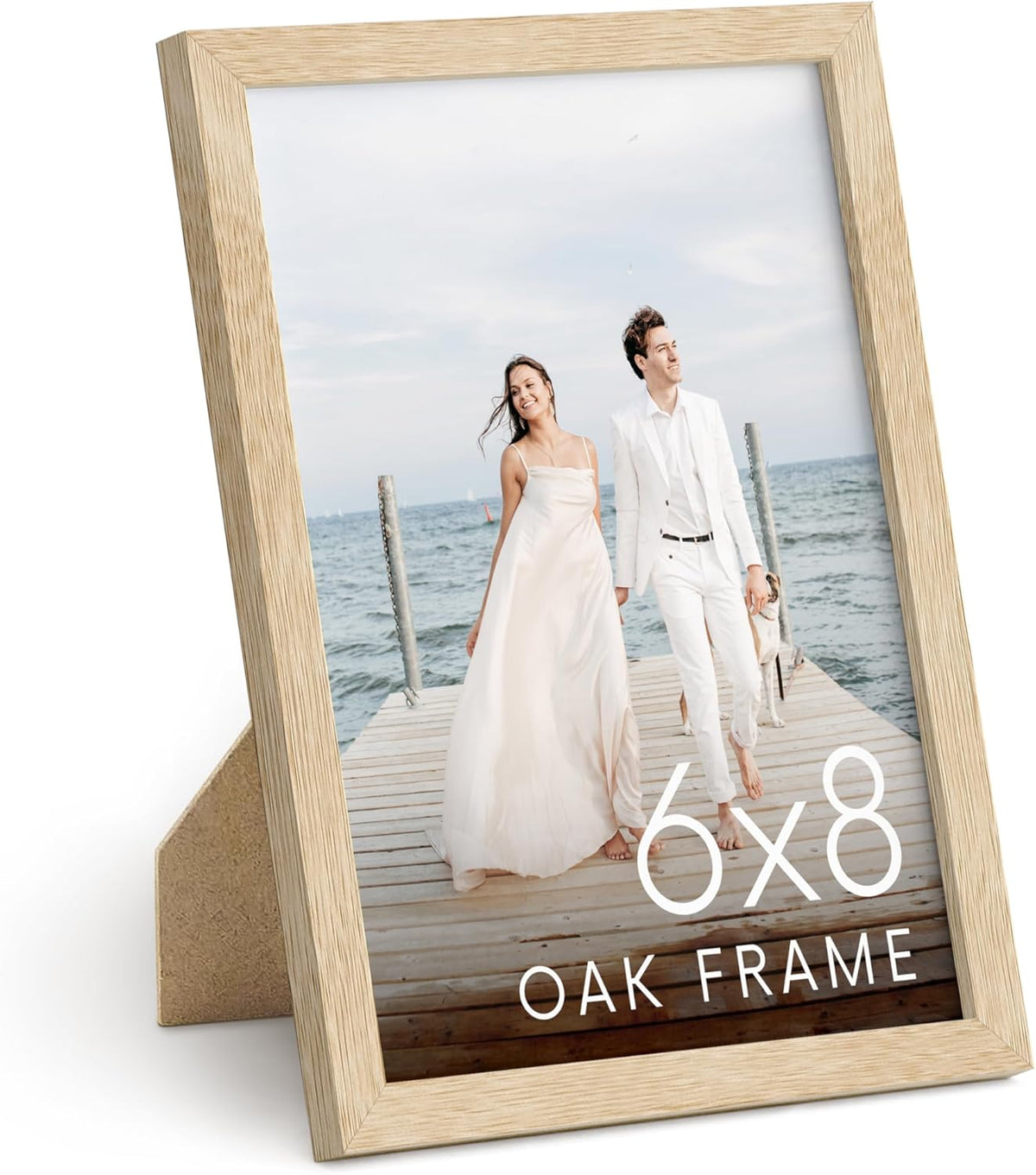 HAUS AND HUES 6x8 Natural Oak Wooden Picture Frame - 6x8 Poster Frame - Premium Oak, Vertical Hang