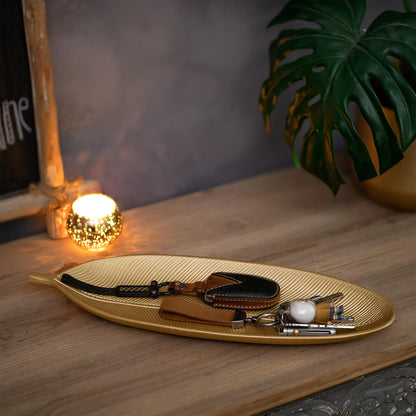 Hanobe Leaf Wooden Decorative Tray: Leaf Shaped Wood Key Tray Decor Leaves Bowl for Crystal Small