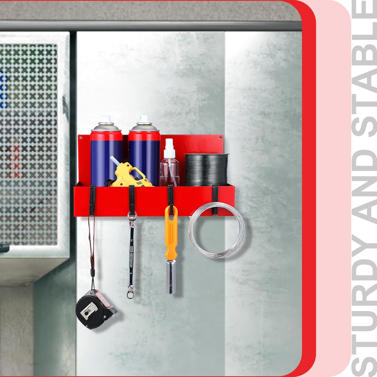 3 Pack Magnetic Garage Organizer Spice Rack for Refrigerator - 20 lb Capacity Shelf Hanging Heavy