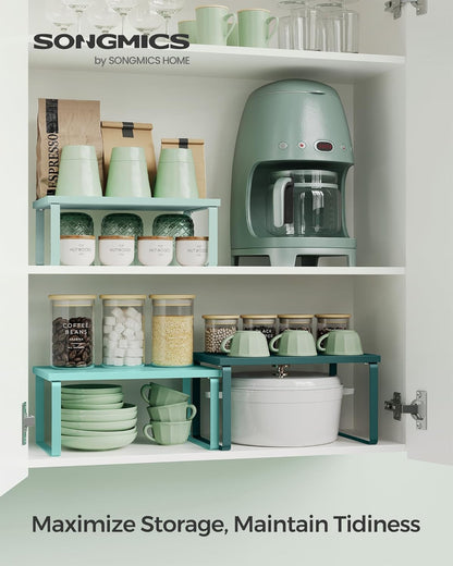 SONGMICS Cabinet Organizer Shelf, Set of 3 Kitchen Counter Shelves, Kitchen Storage, Spice Rack
