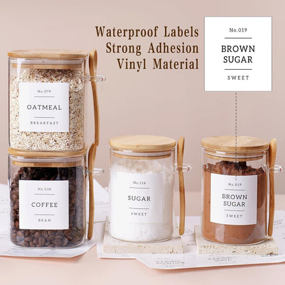 6 Pack Glass Jars with Bamboo Lid and Spoons - 17Oz/27Oz Borosilicate Glass Jars with 132 Pantry