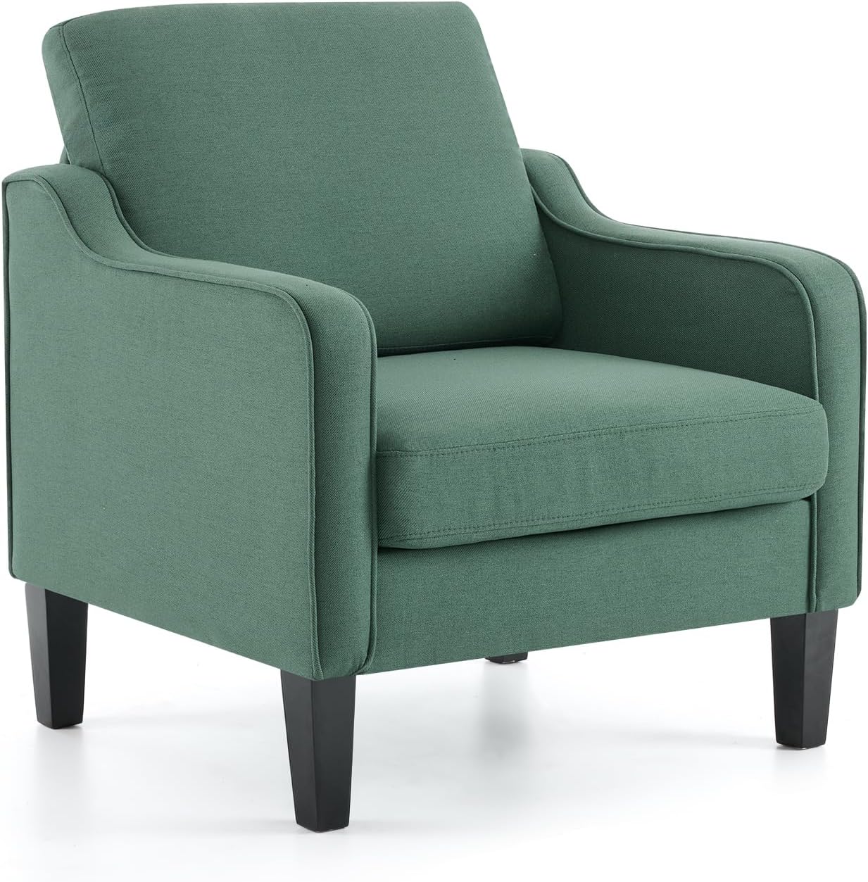 VINGLI Accent Chair for Living Room Chairs Dark Green Reading Chair for Bedroom Scooped Arm Chair