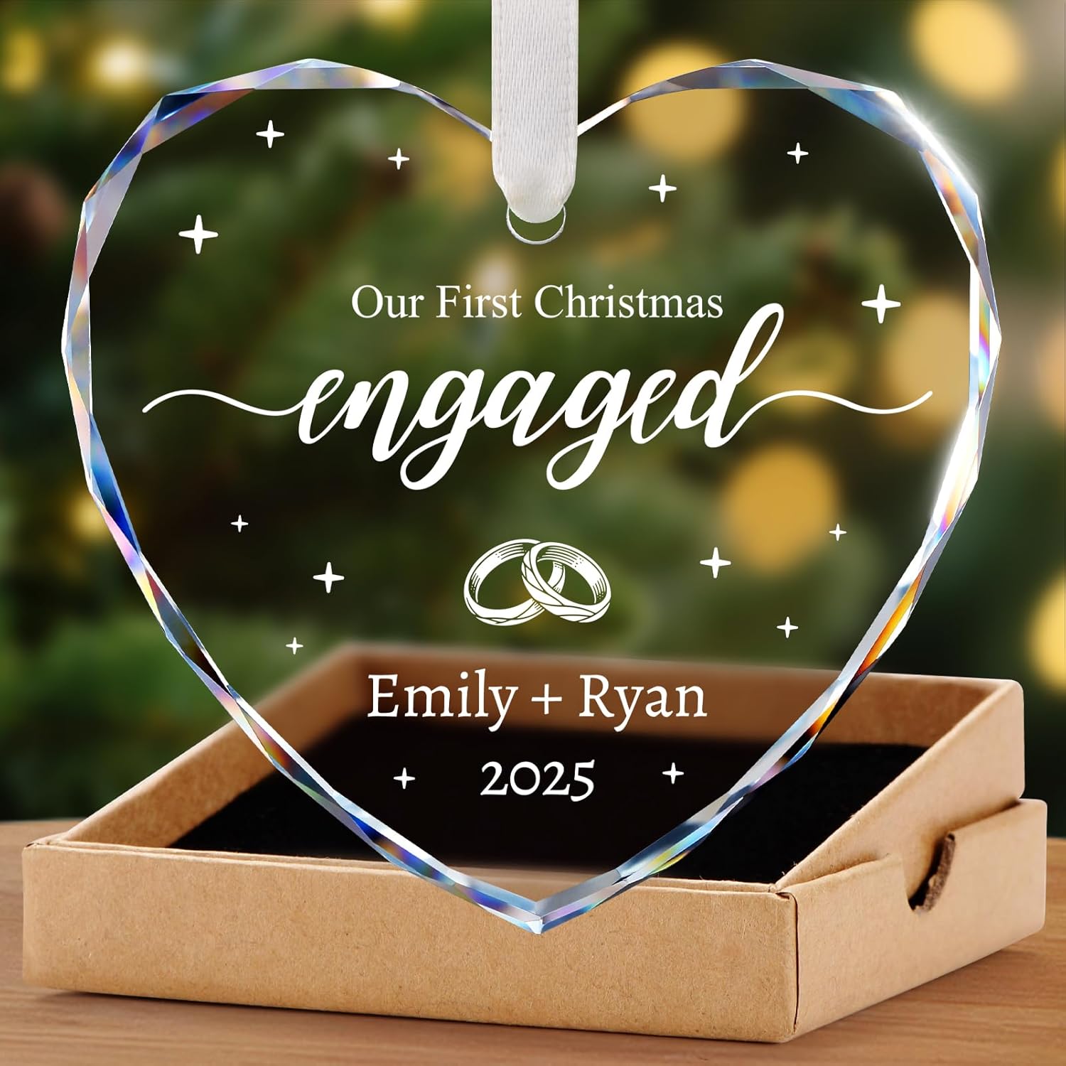 Engagement Gifts for Couples - Personalized Engagement Ornament for Party Decorations - Bride to Be