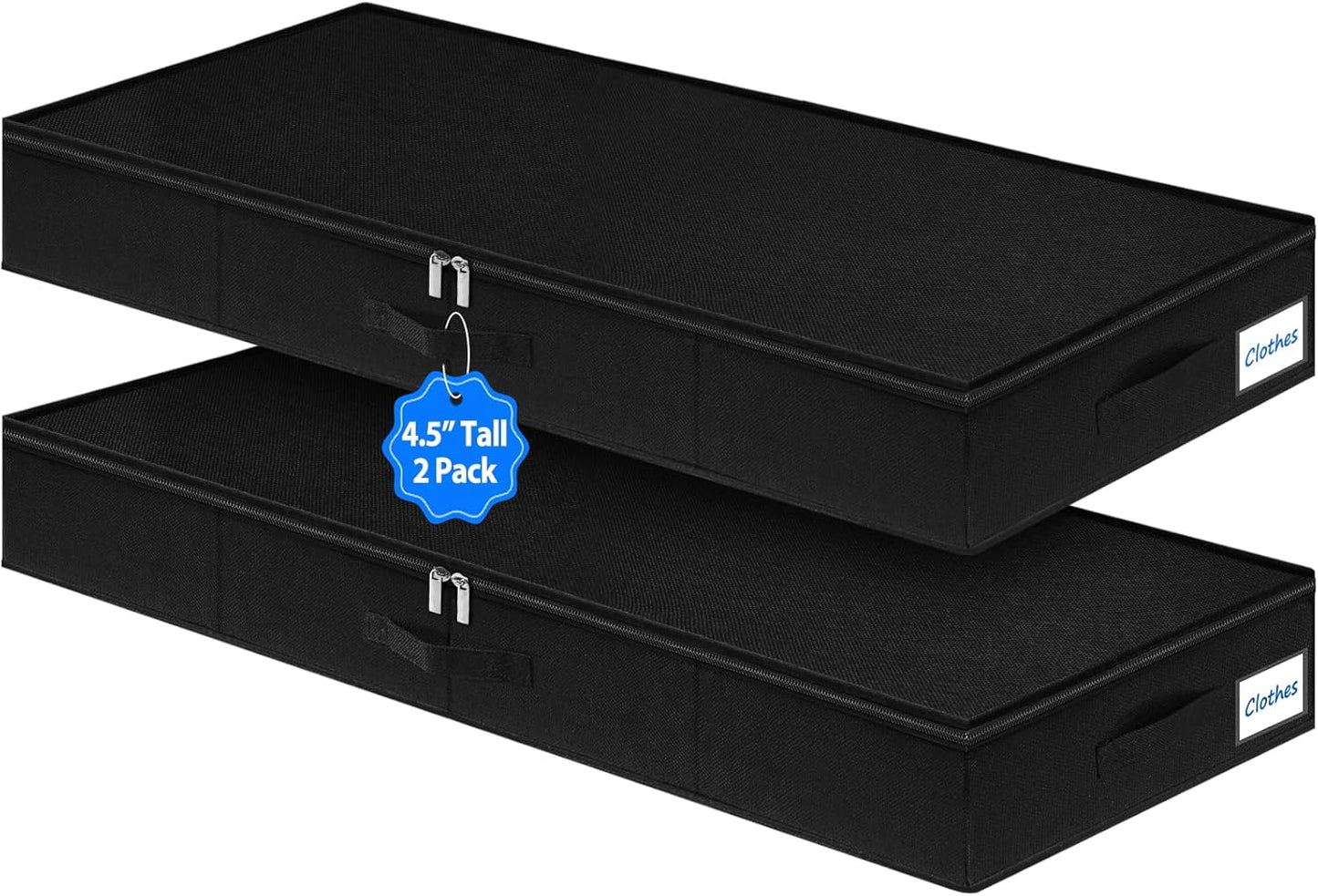 Under Bed Storage Containers, Low Profile Underbed Storage Bin 4.5 Inches Tall Clothes Storage
