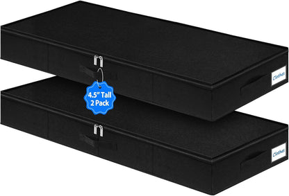 Under Bed Storage Containers, Low Profile Underbed Storage Bin 4.5 Inches Tall Clothes Storage
