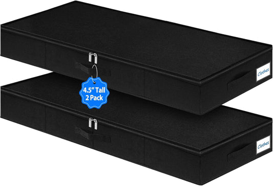 Under Bed Storage Containers, Low Profile Underbed Storage Bin 4.5 Inches Tall Clothes Storage