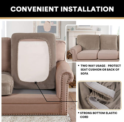 PrinceDeco Velvet Sofa Cushion Covers, Stretch Couch Cushion Covers for Individual Seat Couch
