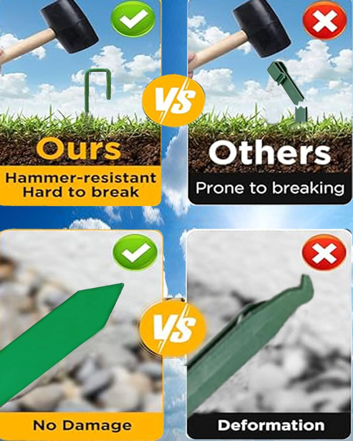 24Pcs Metal Garden Landscape Edging Stakes Green,10in anchoring Stakes Landscape Anchoring Spikes