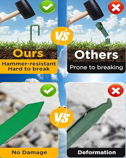 24Pcs Metal Garden Landscape Edging Stakes Green,10in anchoring Stakes Landscape Anchoring Spikes