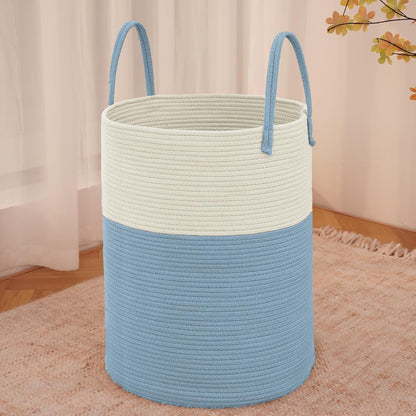 Large Woven Laundry Basket Hamper,100L Cotton Rope Storage Bin for Blankets,Toys and
