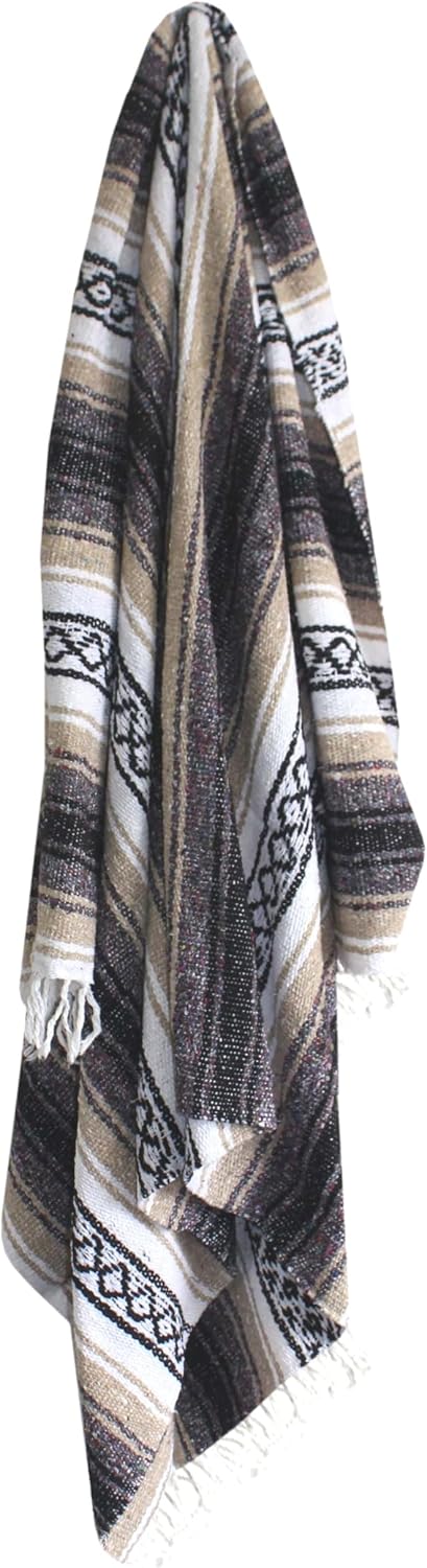 Del Mex Classic Mexican Blanket, Large Authentic Woven Falsa Throw (70"x50"), Artisan Southwest