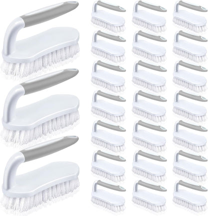 Lallisa 24 Pcs Scrub Brush for Cleaning with Handle Comfortable to Grip Heavy-Duty Flexible Stiff