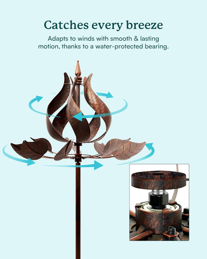 Wind Spinners Outdoor - Large Tulip Metal Wind Spinners with Stake, Garden Windmill Yard Spinner