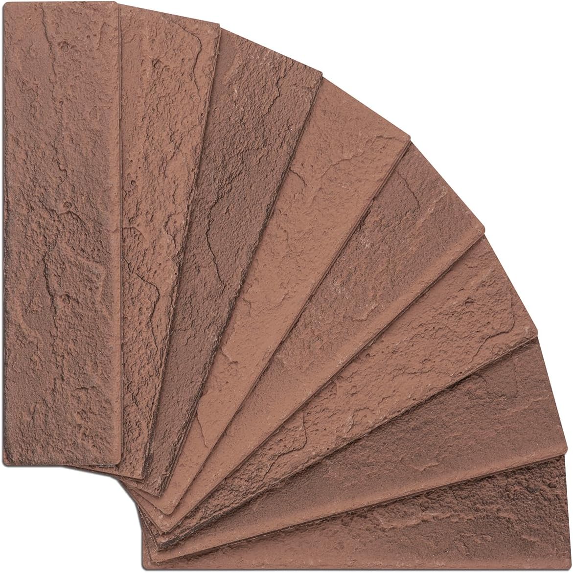 100 Vintage Brown/Red Faux Brick Wall Tiles, 3D Thin Brick Veneers for Bedroom, Bathroom, Kitchen