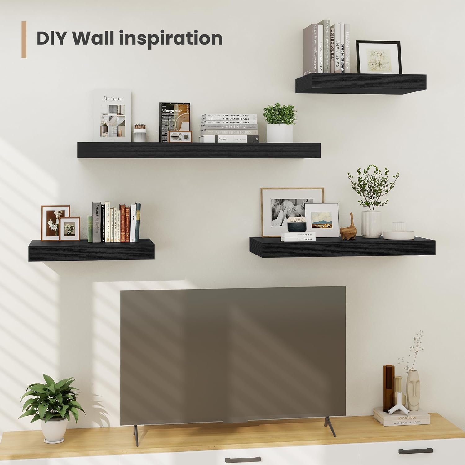 Heimlove 12 Inch Deep Floating Shelves, 48 x 12 inches Long Wall Shelf, Large Display Shelf &