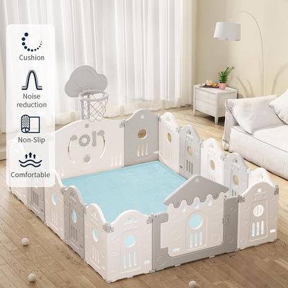 ACOMOPACK Baby Play Mat for Floor 1.3" Thick Memory Foam Play Mat 79"×118" Tummy Time Crawling with