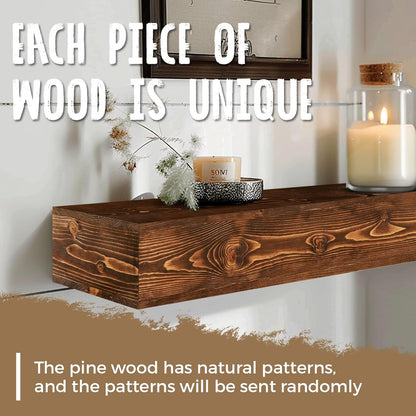 56x8x5 Fireplace Mantel - Handcrafted Hollow Rustic Solid Wood Wall Mounted Floating Shelf with