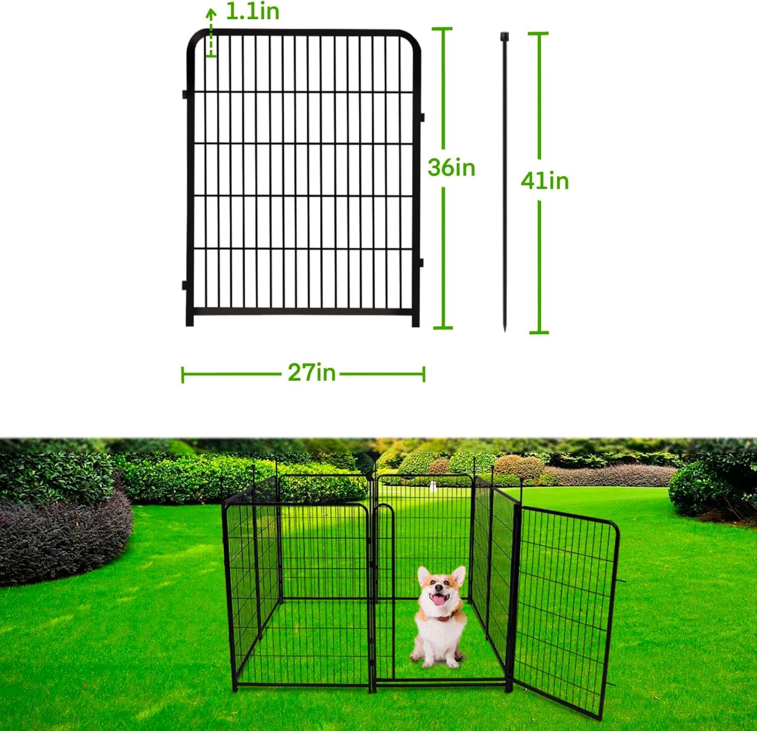 Garden Fence 36 Inch 14 Panels Without Gate,Black Dog Pen Wide Door,Be Suitable for Inside and