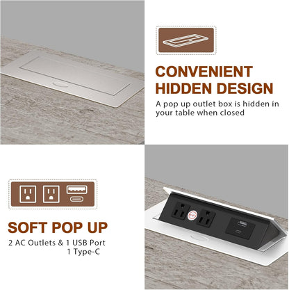 HIFYOBRO Large End Table Set of 2, 2 Drawers and Hidden Charging Station, Type-C & USB Port & Power