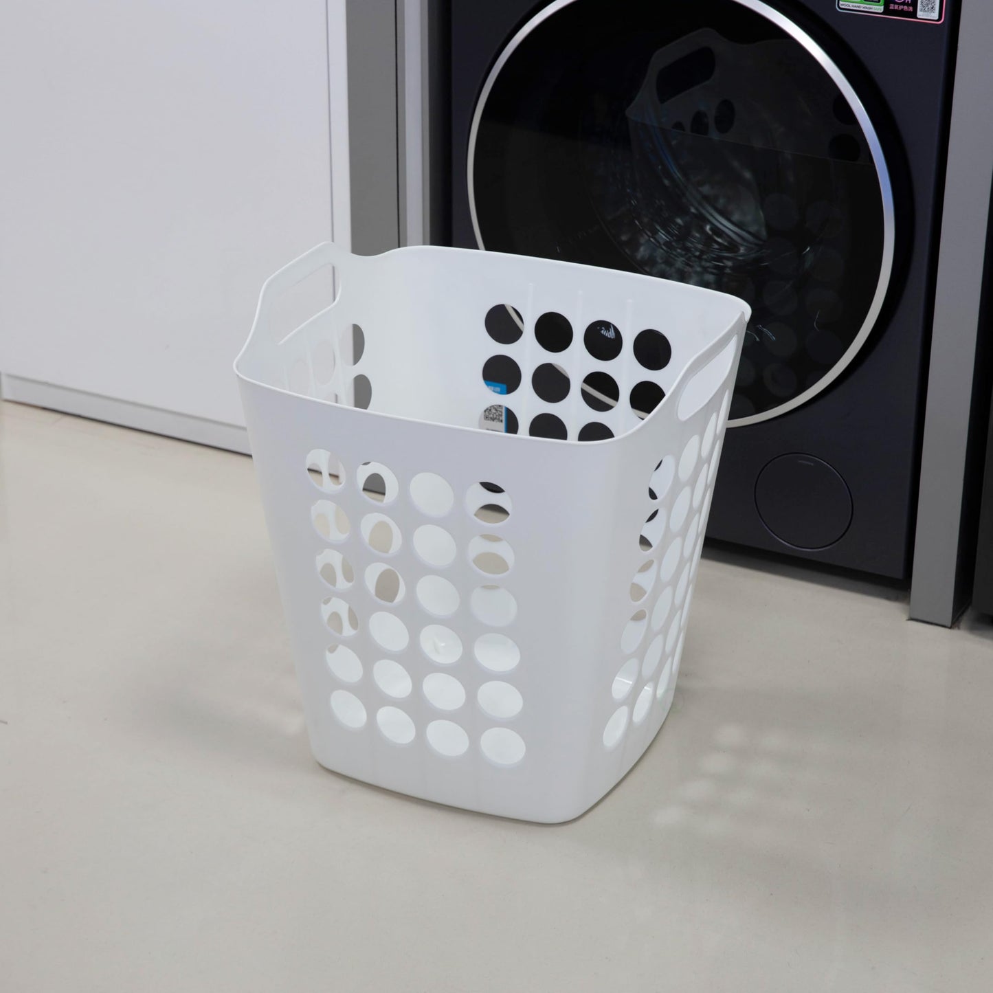 Flexible Plastic Laundry Basket - Square Storage Hamper with Side Handles for Easy Carrying