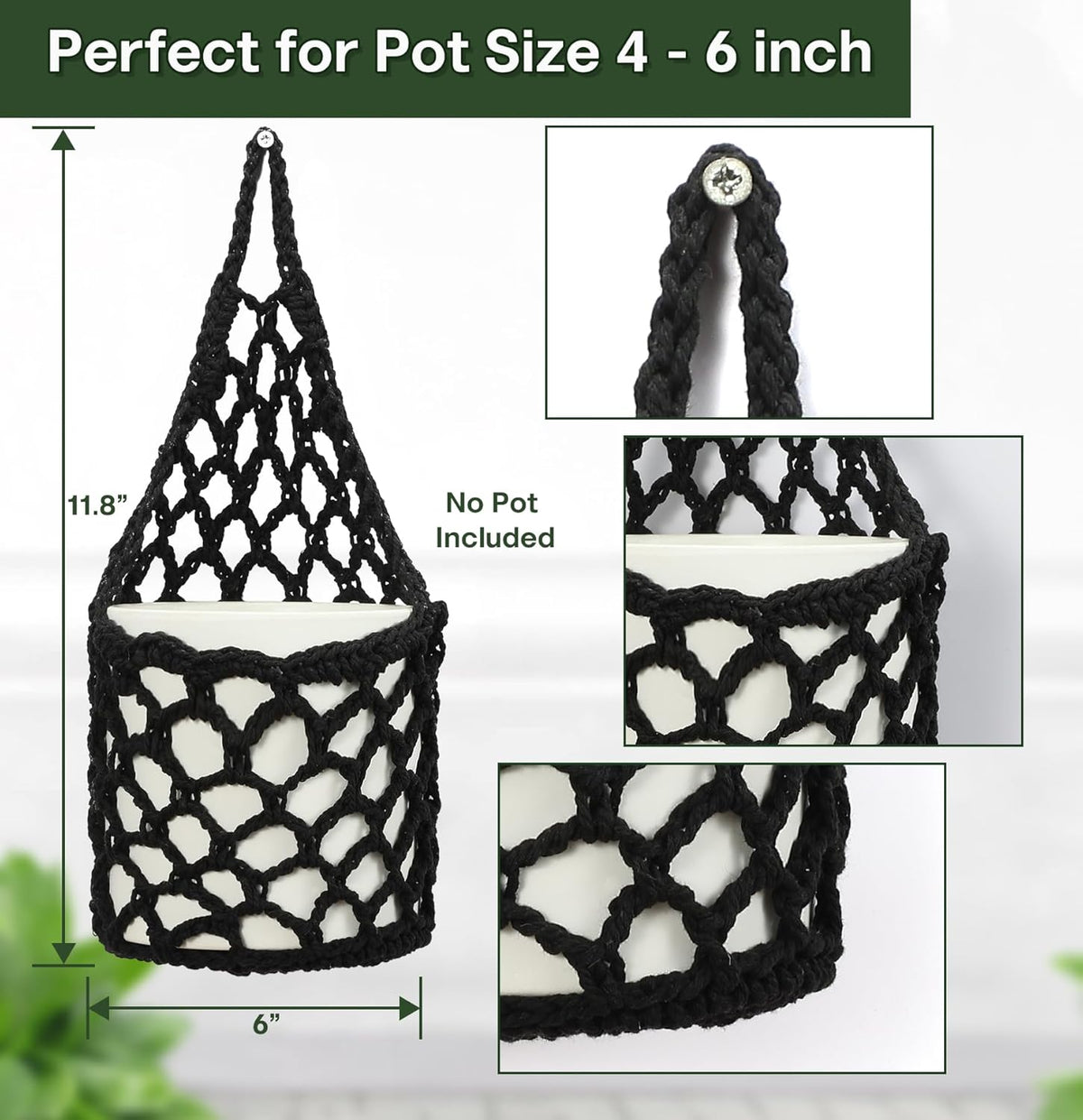 2PK Wall Planters for Indoor Plants, Macrame Plant Hanger | Wall Planter, Plant Hanger, Hanging