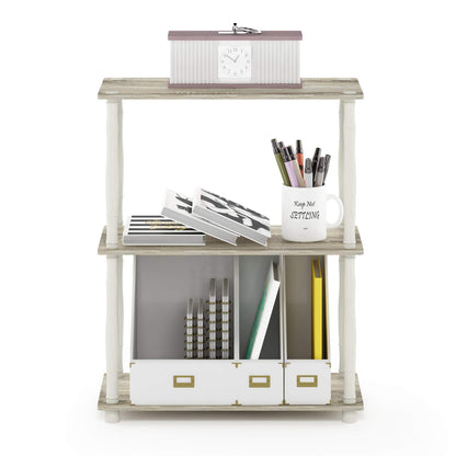 Furinno Turn-N-Tube 3-Tier Compact Multipurpose Shelf Display Rack with Classic Tube, Sonoma