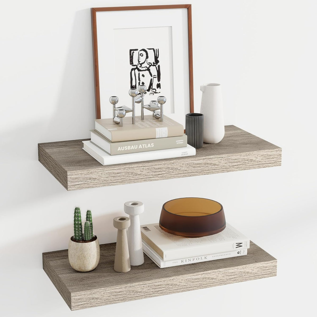 24 Inch Floating Shelves, 11.6 Inch Deep Floating Shelves for Wall, Floating Shelf with Invisible