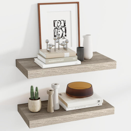 24 Inch Floating Shelves, 11.6 Inch Deep Floating Shelves for Wall, Floating Shelf with Invisible