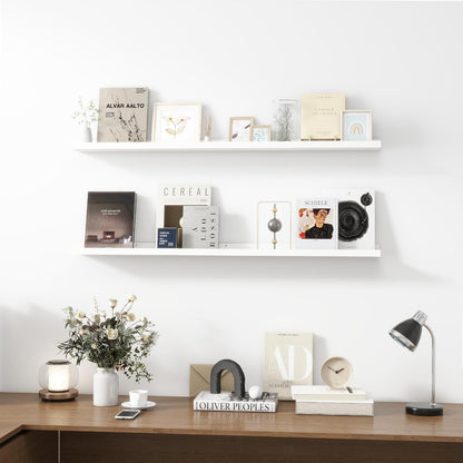 Picture Ledge Shelf, Wood Long Floating Shelves for Wall, Set of 2, 48 inch Picture Ledge Shelves