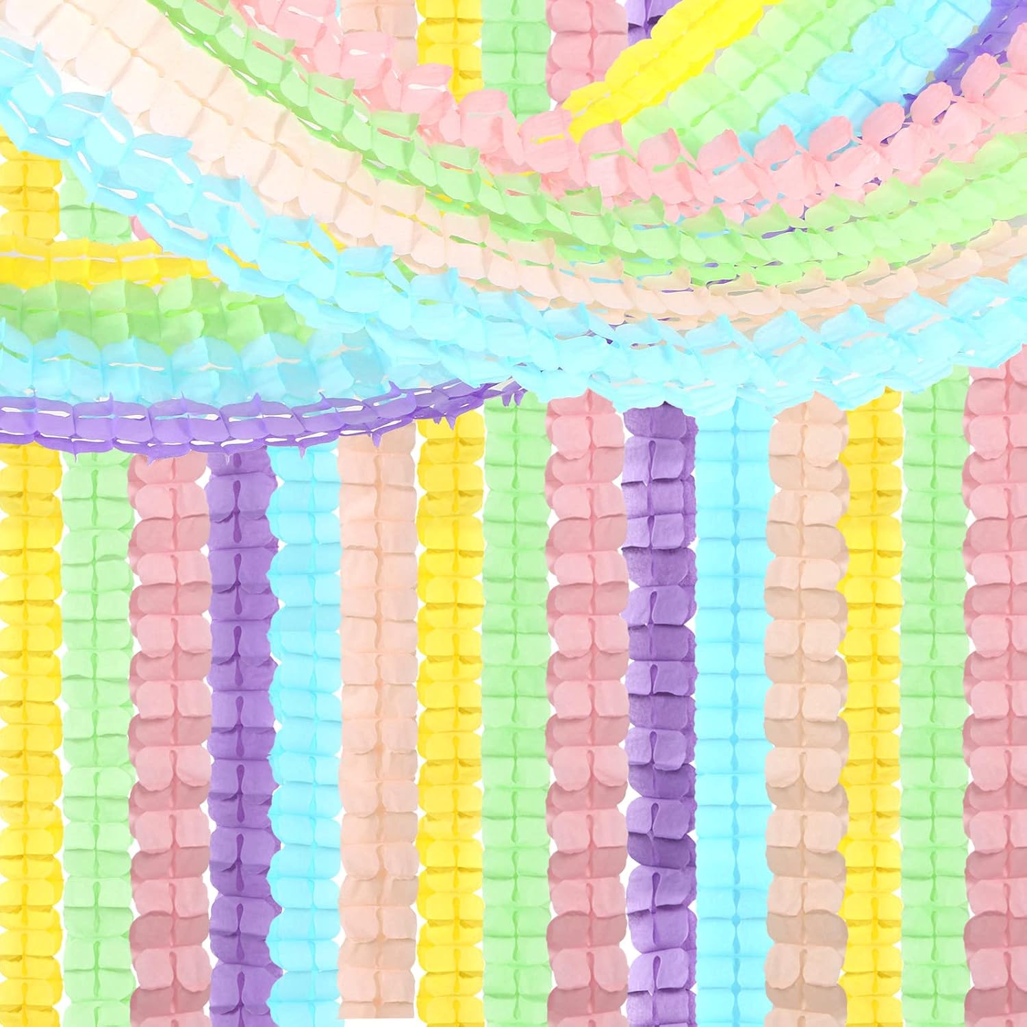 Pastel Rainbow Party-Decorations Streamers Garland - 12pcs 4-Leaf Clover Paper Streamer Baby Shower