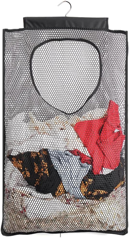 ALYER Breathable Mesh Laundry Hamper,Foldable Hanging Closet Storage Basket,Portable Space Saving