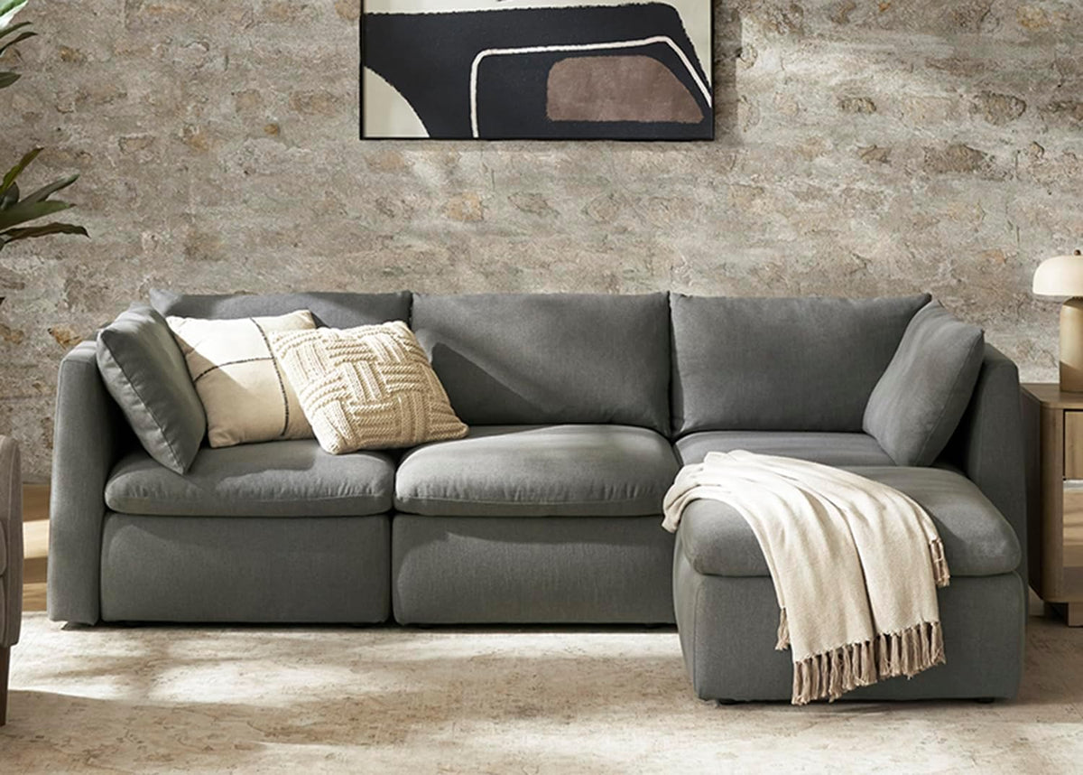 mopio Oversized Modular Sectional Sofa with Fully Removable Covers and Storage, Convertible U