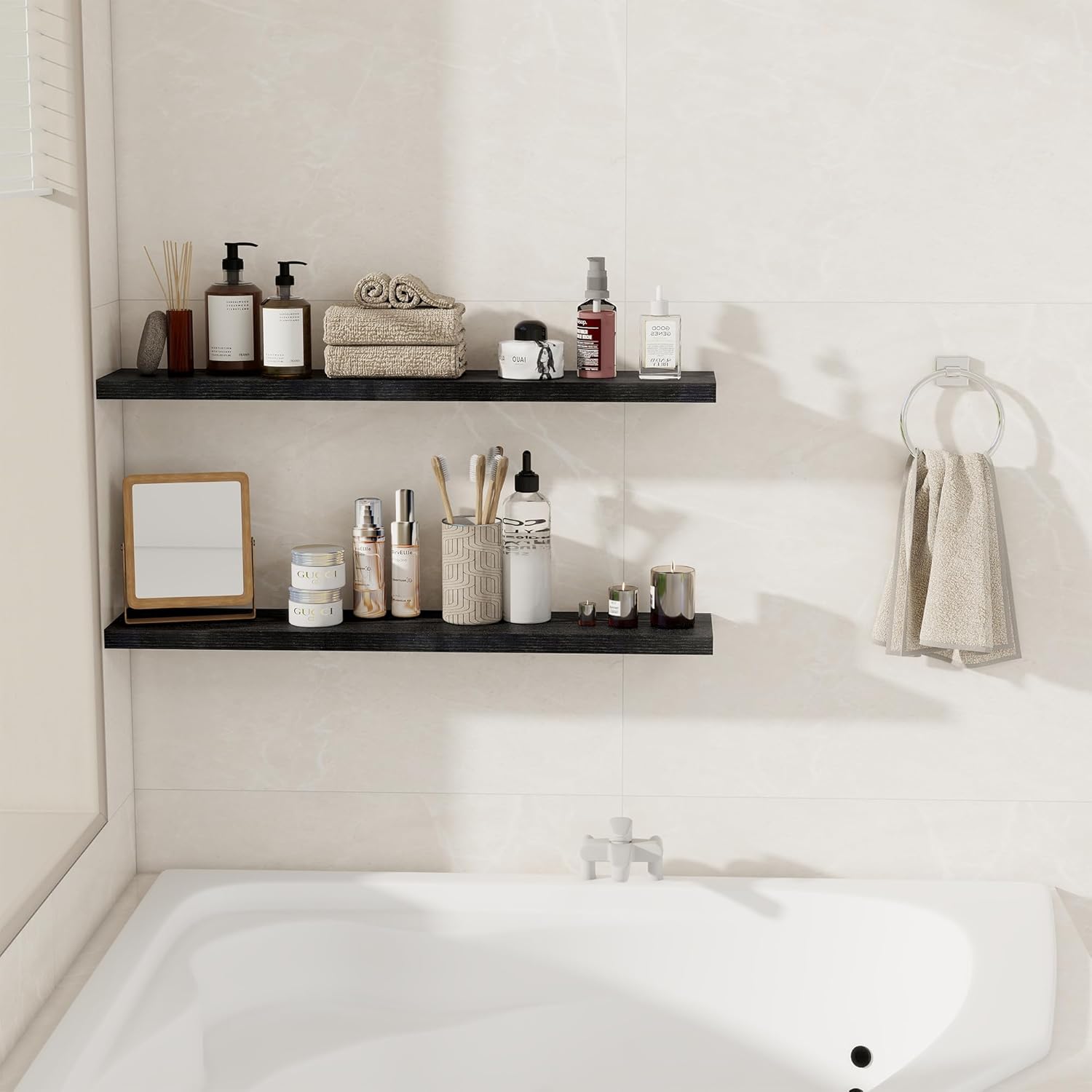 Fun Memories 36Inch Floating Shelves for Wall 2 Pack Wood Shelves for Kitchen, Bathroom, Bedroom