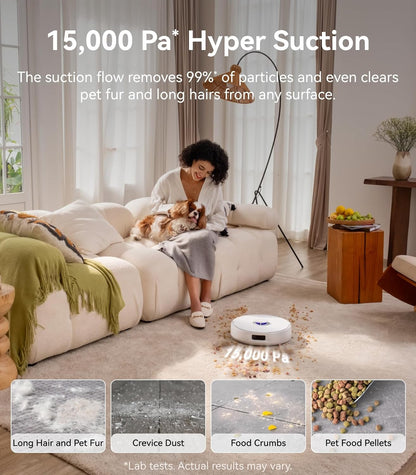 NARWAL Freo Z10 Robot Vacuum and Mop Combo, Tangle Free Robot Mop, 15,000Pa Suction, Adapts to