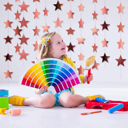Patelai Glitter Star Garland Banner Decor, 130 Feet Star Hanging Bunting Banner Bright Backdrop for