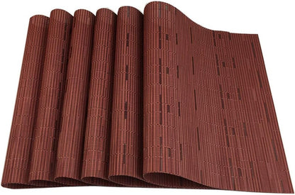 Red-A Placemats Set of 6 for Dining Table Heat-Resistant Washable Place Mats Woven Vinyl Kitchen