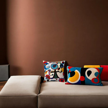Picasso Inspired Decorative Pillow Cover Hand Embroidered Abstract Toss Pillows Farmhouse Chair