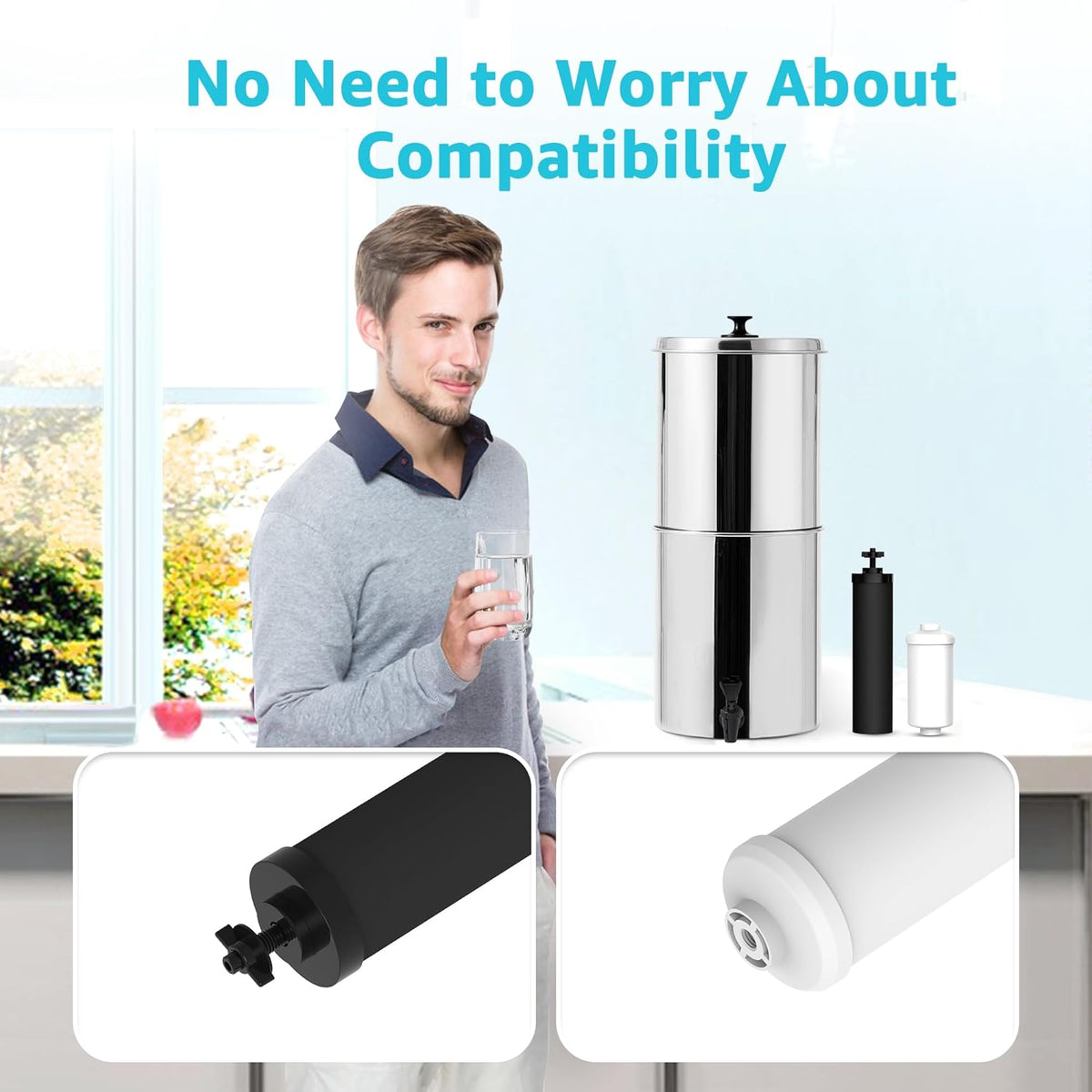 AQUACREST NSF/ANSI 42&372 Standard Water Filter, Replacement for Berkey® Gravity Water Filter