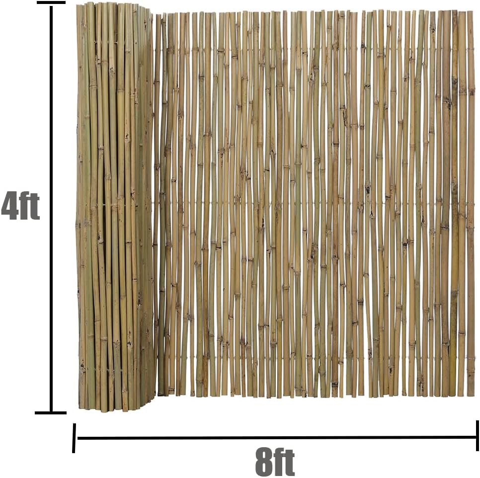 4Ft High x 8 Ft Long x 0.7In D Bamboo Fencing, Natural Bamboo Fence Rolls, Eco-Friendly Privacy