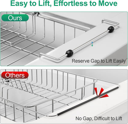 GSlife Expandable in Sink Dish Drying Rack - Stainless Steel Capacity Adjustable Over The Sink Dish