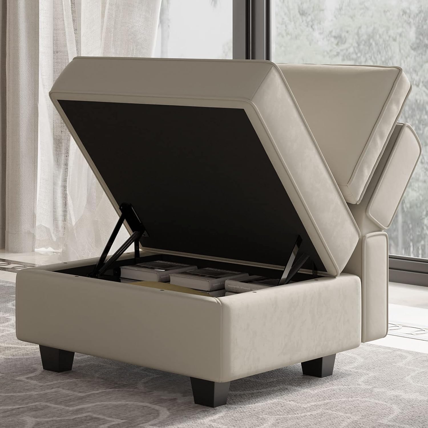 Belffin Modular Sectional Arm Chair Accent Chair with Storage Seat Single Club Chair for Apartment