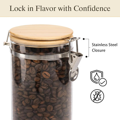 Glass Coffee Canister Coffee Containers for Ground Coffee Coffee Bean Storage Airtight Seal with