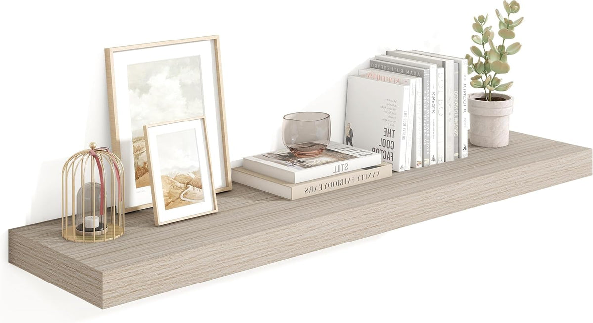 Heimlove 48" Floating Shelves for Wall,10 Grey Deep Rustic Wood Display & Storage Wall Shelves with