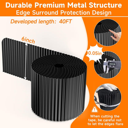 Corrugated Garden Edging,6"×40Ft Galvanized Steel Landscape Edging & Lawn Edging Border,Metal