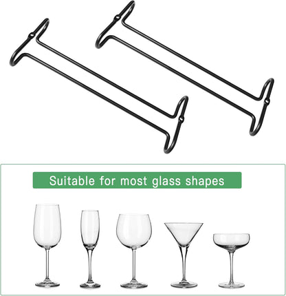 4 Pack Steamware Wine Glass Hanging Rack, Metal Stemware Holder Storage Wall Mount Under Cabinet