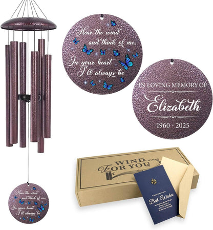 ASTARIN Memorial Butterfly Deep Tone Wind Chimes Personalized, Sympathy Remembrance Gifts for Loss